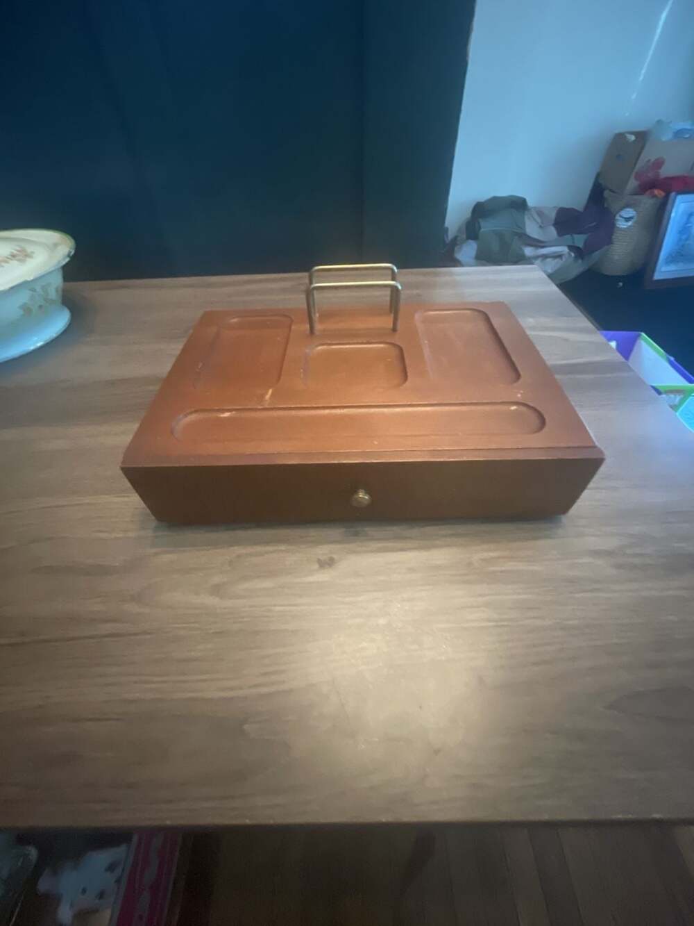 MCM Vintage Walnut Dresser Valet With Drawer